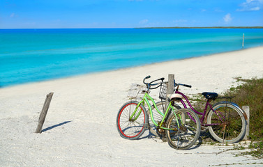 Fototapeta premium Holbox island beach bicycles Mexico