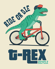 Dinosaur on bicycle. Illustration for t-shirt and other uses