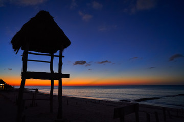 Holbox island sunset beach hut Mexico