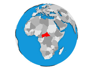 Fototapeta premium Central Africa on globe isolated