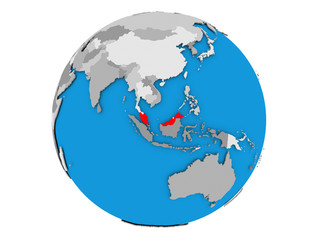 Malaysia on globe isolated