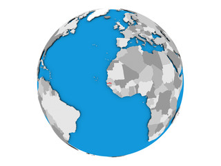 Gambia on globe isolated
