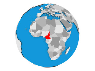 Cameroon on globe isolated