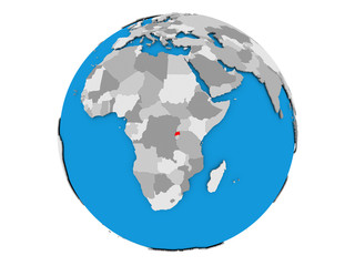 Rwanda on globe isolated