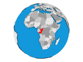 Congo on globe isolated