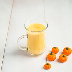 One cup of pumpkin smoothie for breakfast