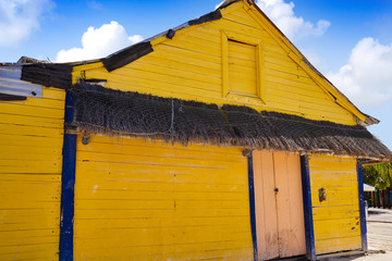 Holbox Island colorful Caribbean houses Mexico