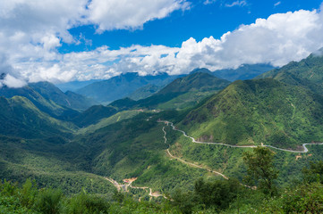 Fototapeta premium Aerial panorama view od mountains and valley