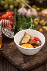 Peppers in olive oil ,spanish tapa bar food