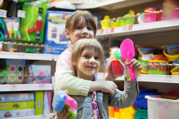 Two  girls in   toy store