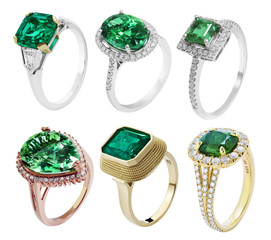 emerald rings and jewelry with gemstones