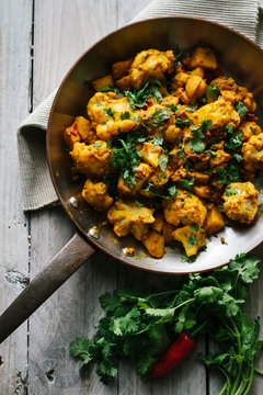 An Indian dish of cauliflower and potato.