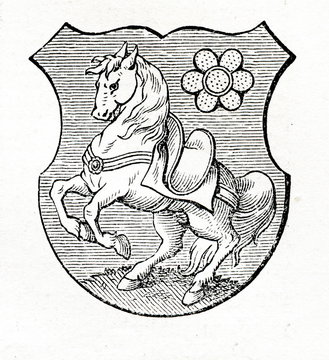 Coat of arms of Ostrava, Czech Republic (from Meyers Lexikon, 1896, 13/350)