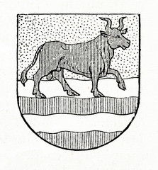 Coat of arms of Oxford, England (from Meyers Lexikon, 1896, 13/385)