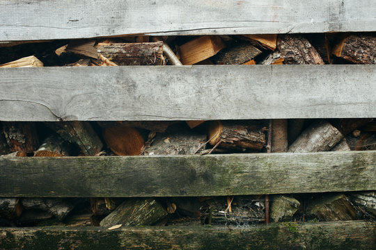 Stack pile of chopped wood