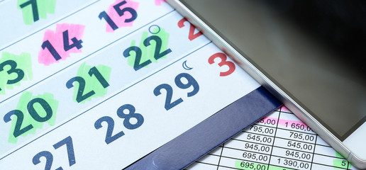 calendar with part cell phone