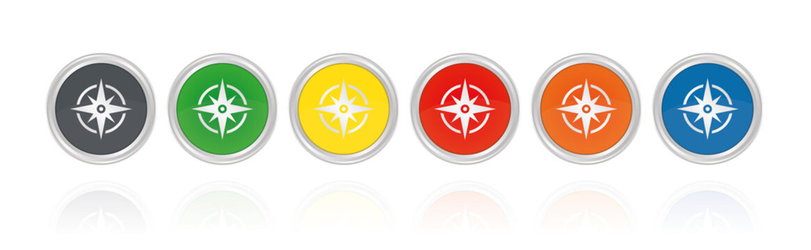 Kompass - Navigation- Silberne Buttons