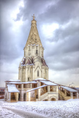 Church of the Ascension. Snowfall