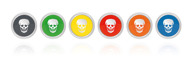 Totenkopf - Skelett - Silberne Buttons