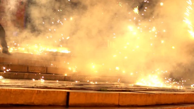 fire show on the street