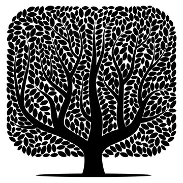 Vector silhouette of a tree isolated on a white background
