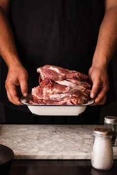 Raw pork chops meat 