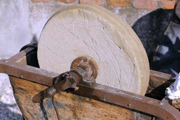 old stone grinding whee