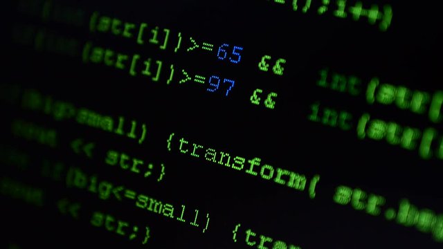 Source code on the monitor screen.