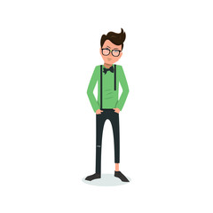 Exhausted and completely wiped out cartoon guy in casual clothes, gesturing. Vector illustration. Modern flat design.