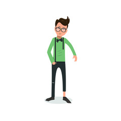 Exhausted and completely wiped out cartoon guy in casual clothes, gesturing. Vector illustration. Modern flat design.