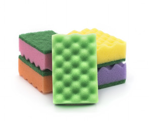 cleaning sponges on a white background