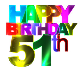 Happy Birthday - Bunte 3d Buchstaben - 51 - weiß