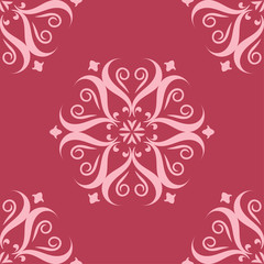 Fototapeta premium Floral seamless design on red background