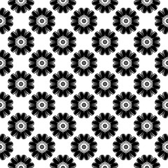 Black floral seamless design on white background