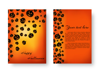 Mock-up card design with black pumpkins for festive halloween design