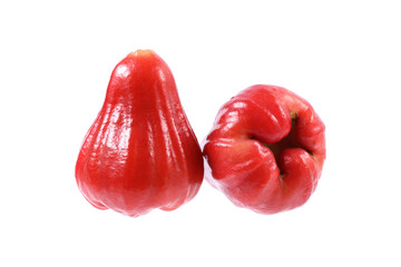 two rose apples isolated on white