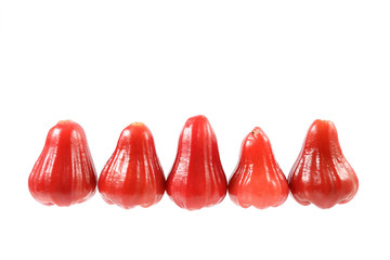 five rose apples isolated on white