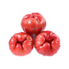 three rose apples isolated on white