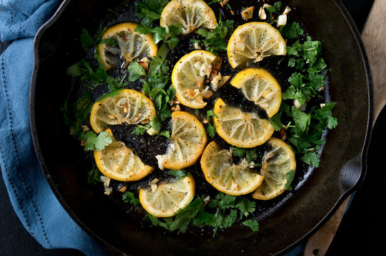 Preparing Tagliatelle Pasta with Caramelized Grilled Lemons