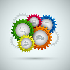 Abstract network connection with color gears template