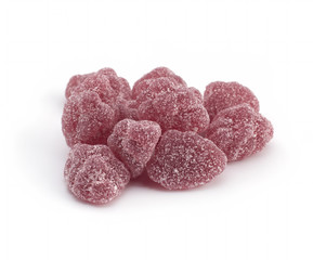 Mixed colorful jelly candies on white background