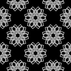 Seamless floral black and white pattern for fabrics and wallpapers