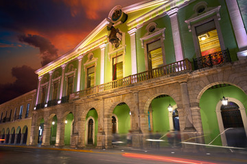 Fototapeta na wymiar Merida city arcade arcs of Yucatan Mexico
