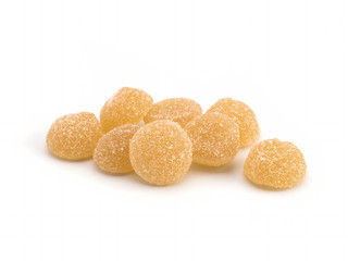 Tasty jelly candies on white background