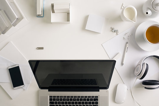 Laptop On A White Desk