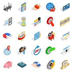 CBD icons set, isometric style