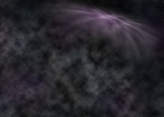 Fototapeta na wymiar Far being shone nebula and star field against space