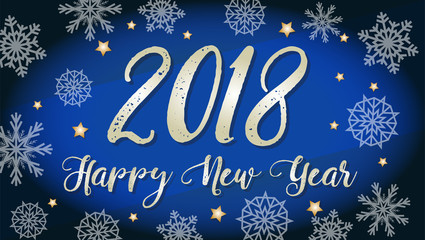 Happy new year 2018, vector illustration, greetings card design template