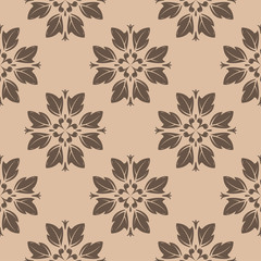 Brown and beige floral seamless pattern
