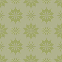Olive green floral design. Seamless pattern